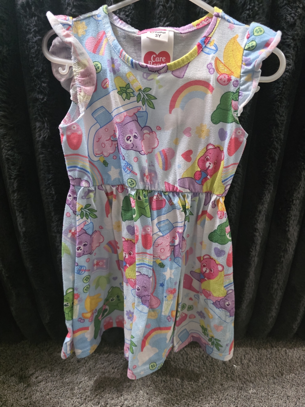 PatPat Pastel Care Bears Rainbow Print Dress - Pink, Purple, Yellow